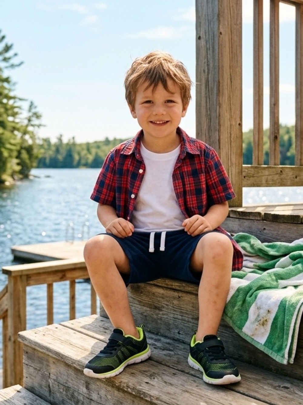 BACK TO SCHOOL Boys Outfit Set - H&M Shorts, Top & Joe Fresh Runners EUC 5-6 YRS